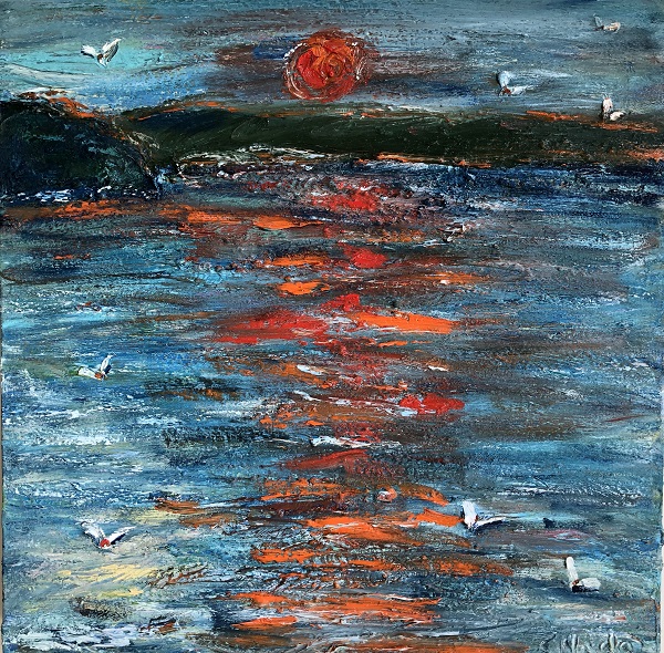 Sunset beach 40cm x 40cm